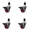 Service Caster 3'' Red Poly Swivel 1-1/2'' Expanding Stem Caster Set with Brake, 4PK SCC-EX20S314-PPUB-RED-PLB-112-4 - alternate 1